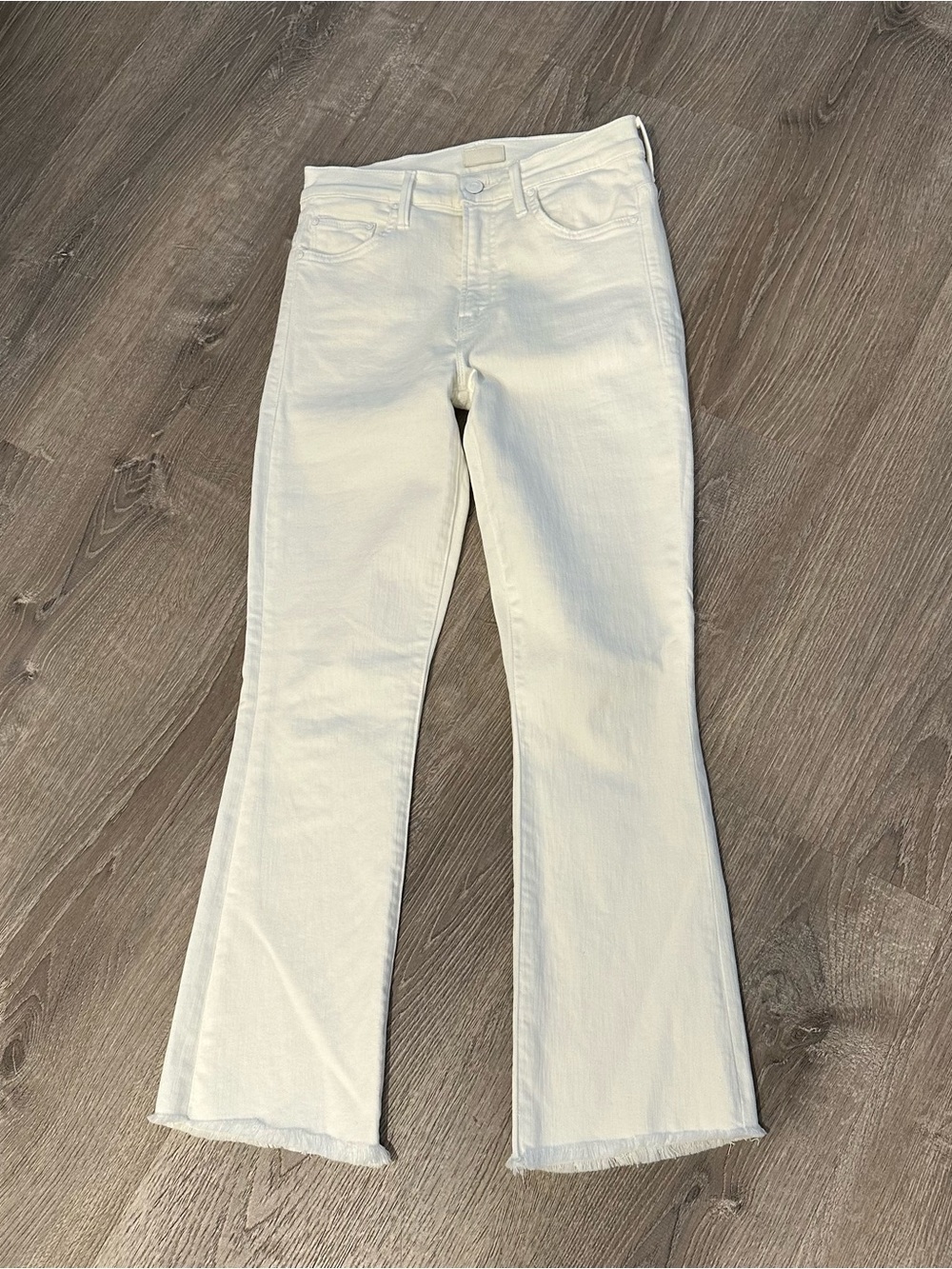 Mother white the insider crop step fray  fairest of them all jeans denim size 25